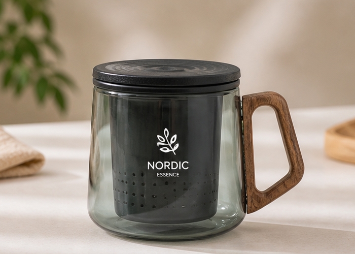 400ml Jade Glass Cup with Tea Strainer